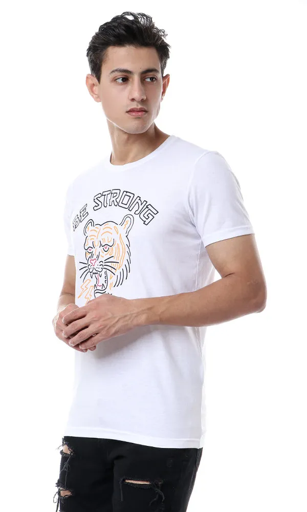 56877 Printed "Be Strong Be Brave" Cotton T-Shirt - White