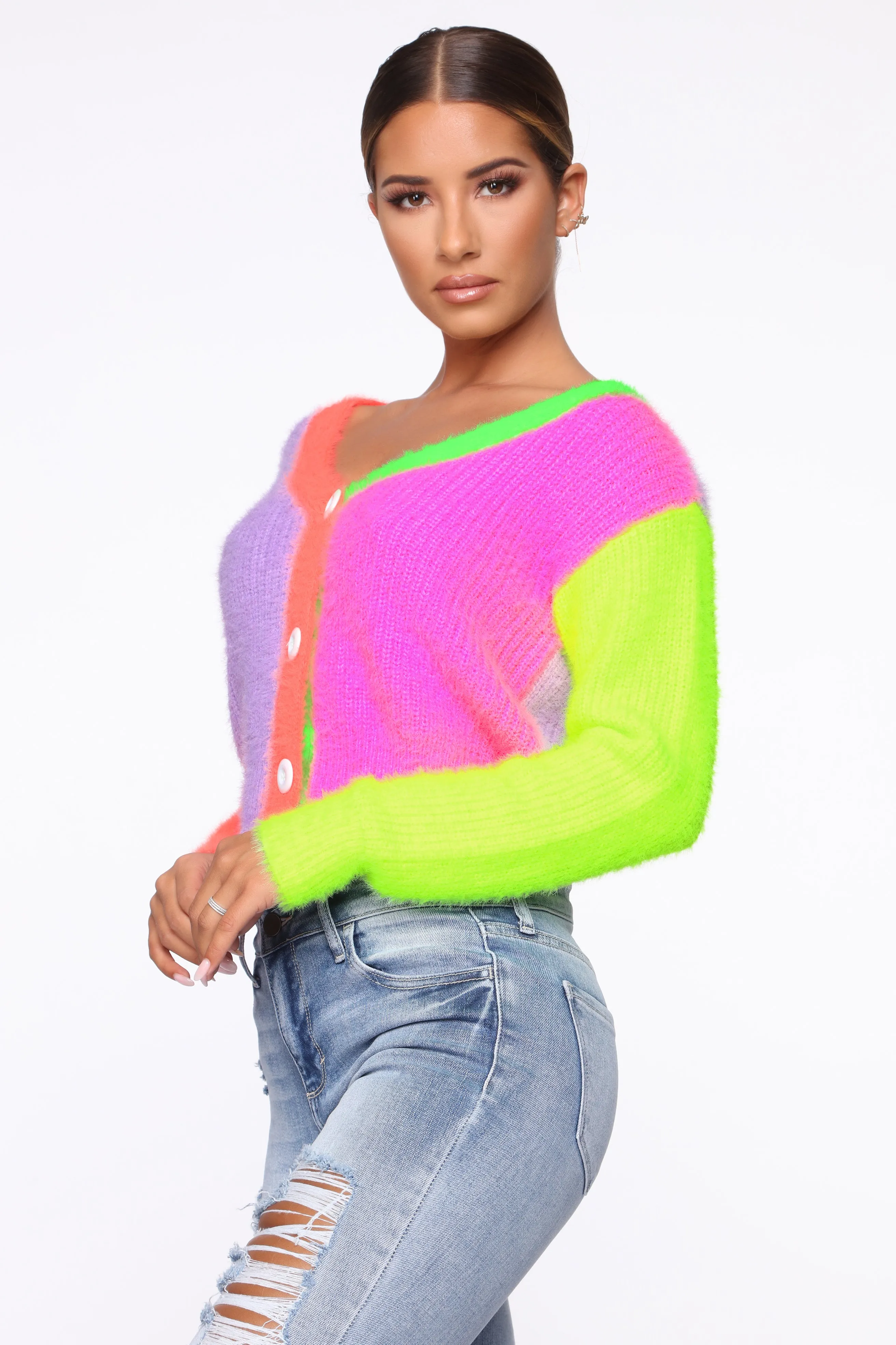 Angelica Color Block Cardigan - Multi Color
