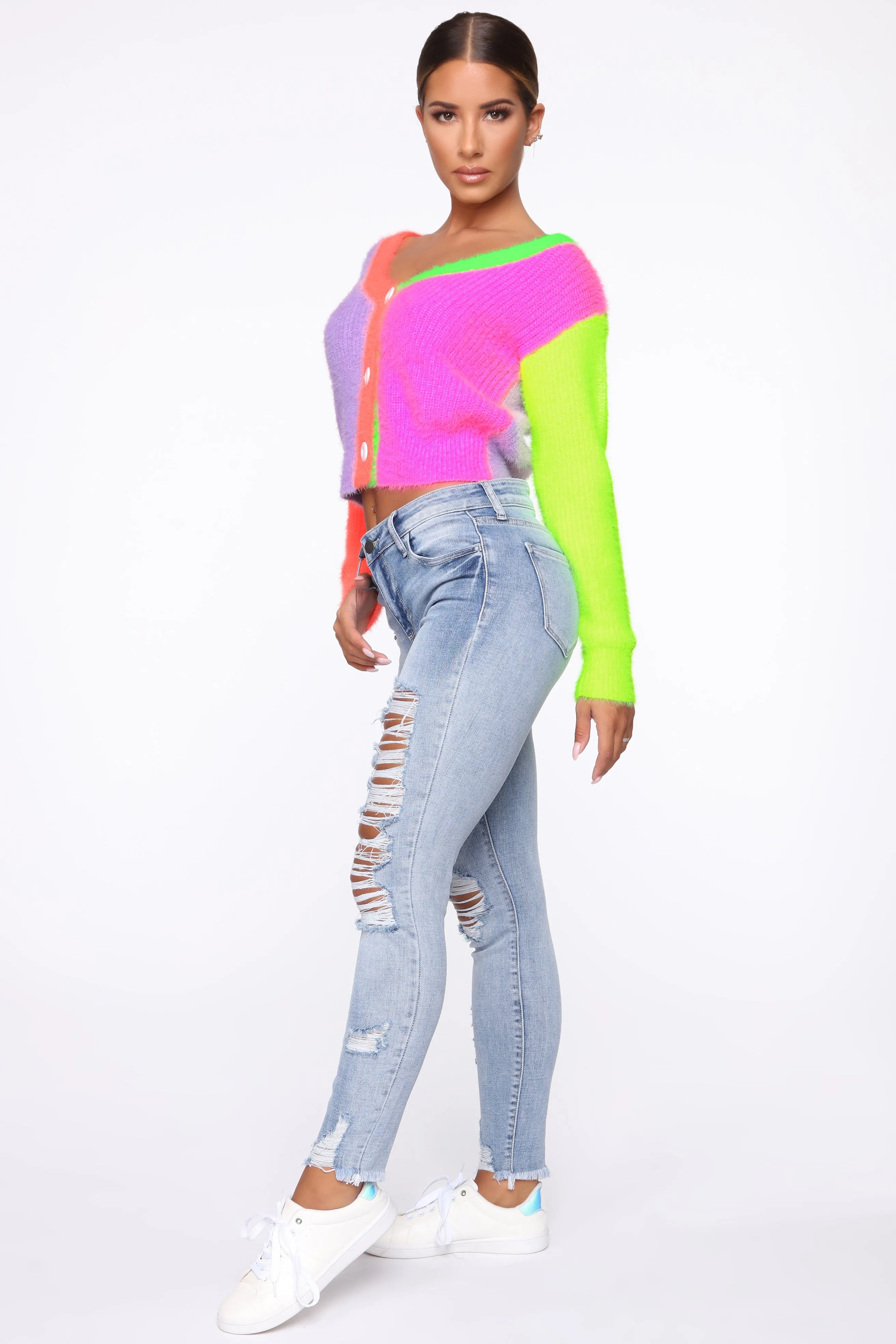 Angelica Color Block Cardigan - Multi Color