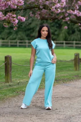 Aqua Capped Sleeve T-Shirt