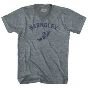 Barnsley Running Track Winged Foot-Adult Tri-Blend V-neck T-shirt