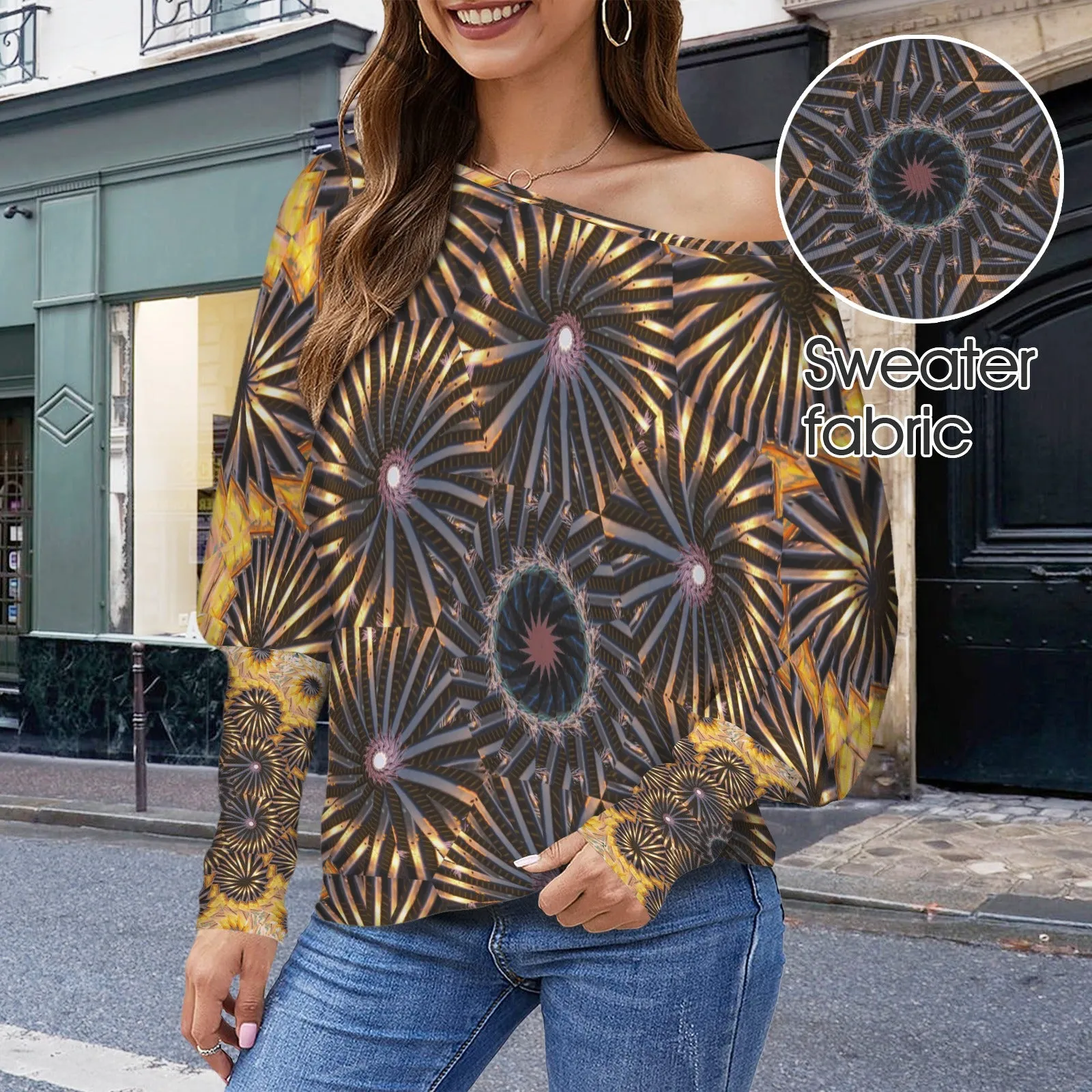 Batwing Long Sleeve Sweater Rusty Truck Medallion