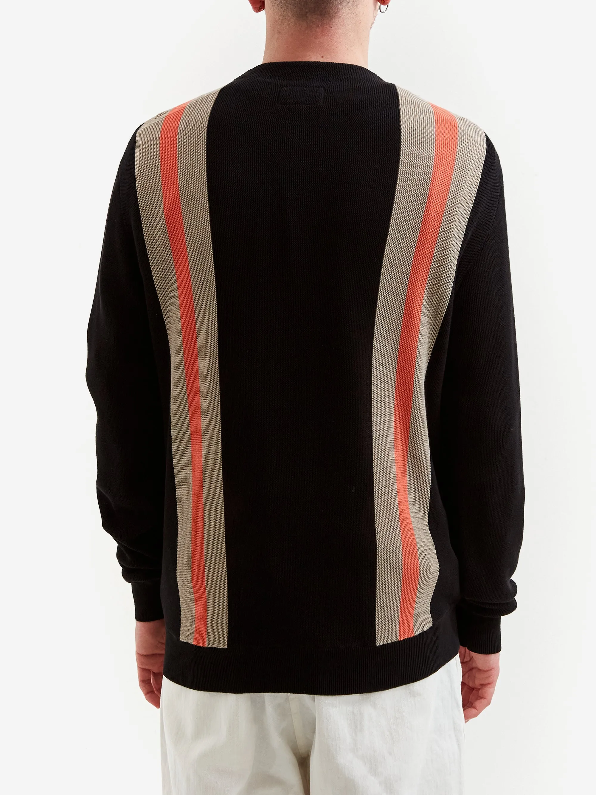 Beams Plus Stripe Jacquard Cardigan - Black