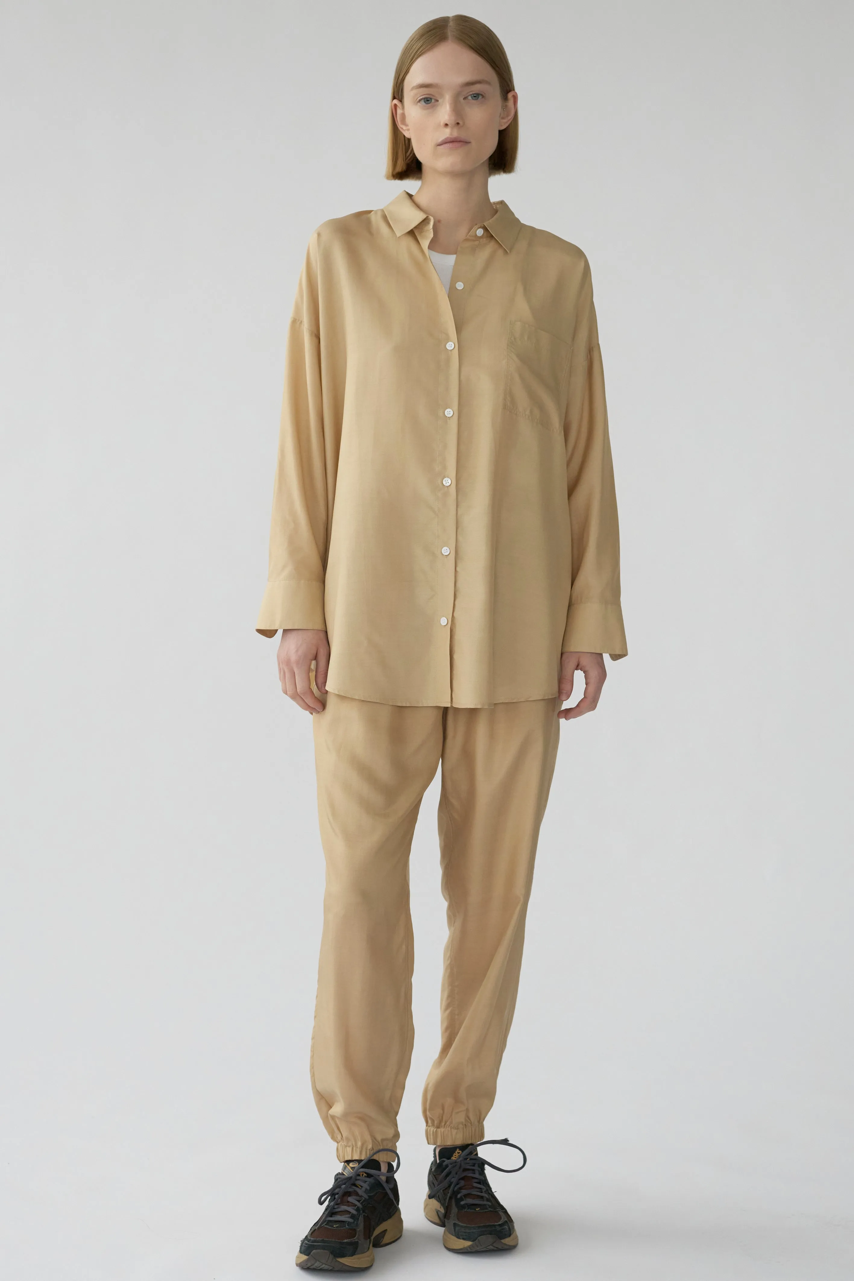BIANCA POCKET SHIRT - IRISH CREAM - RECYCLED SILK/SILK