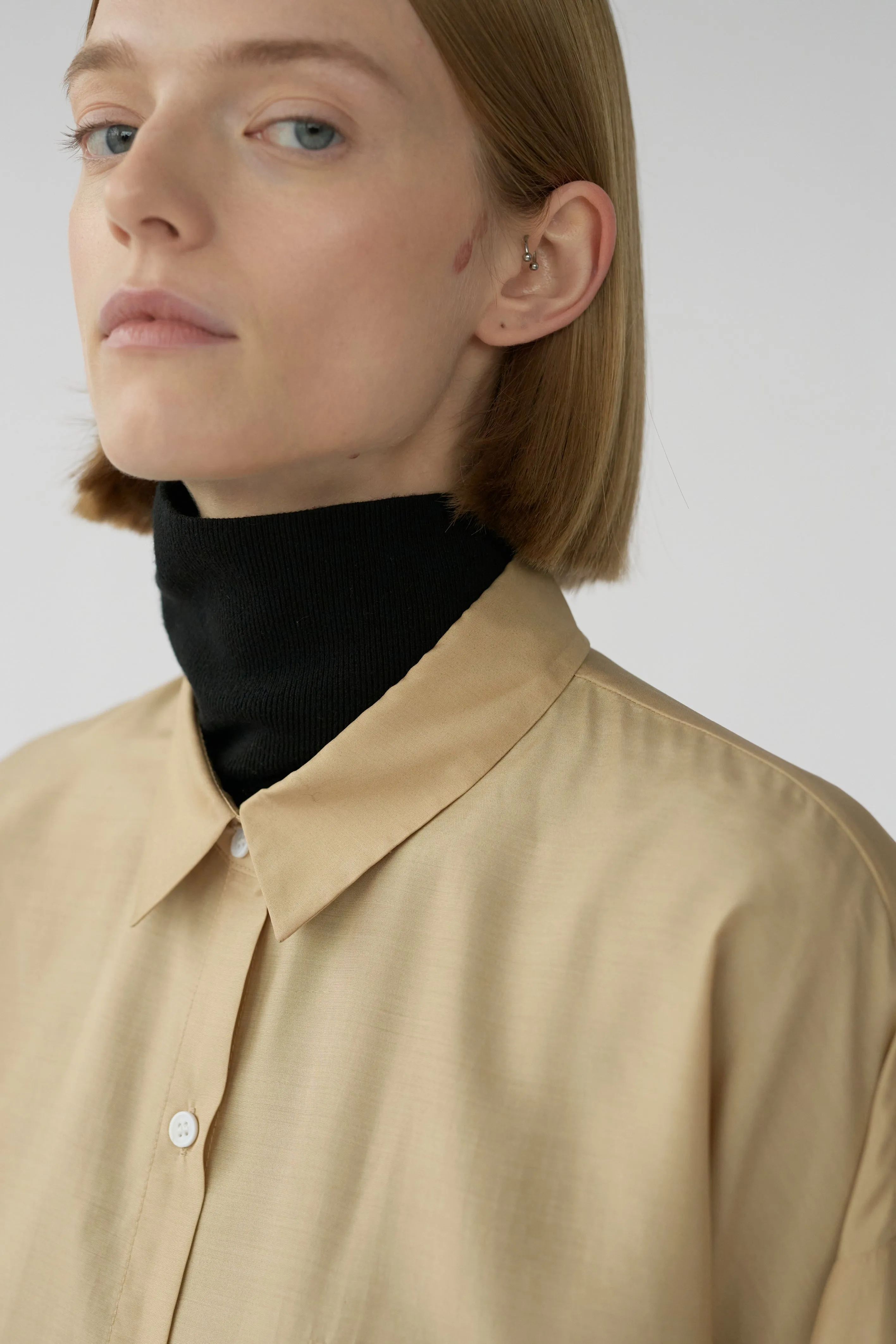 BIANCA POCKET SHIRT - IRISH CREAM - RECYCLED SILK/SILK
