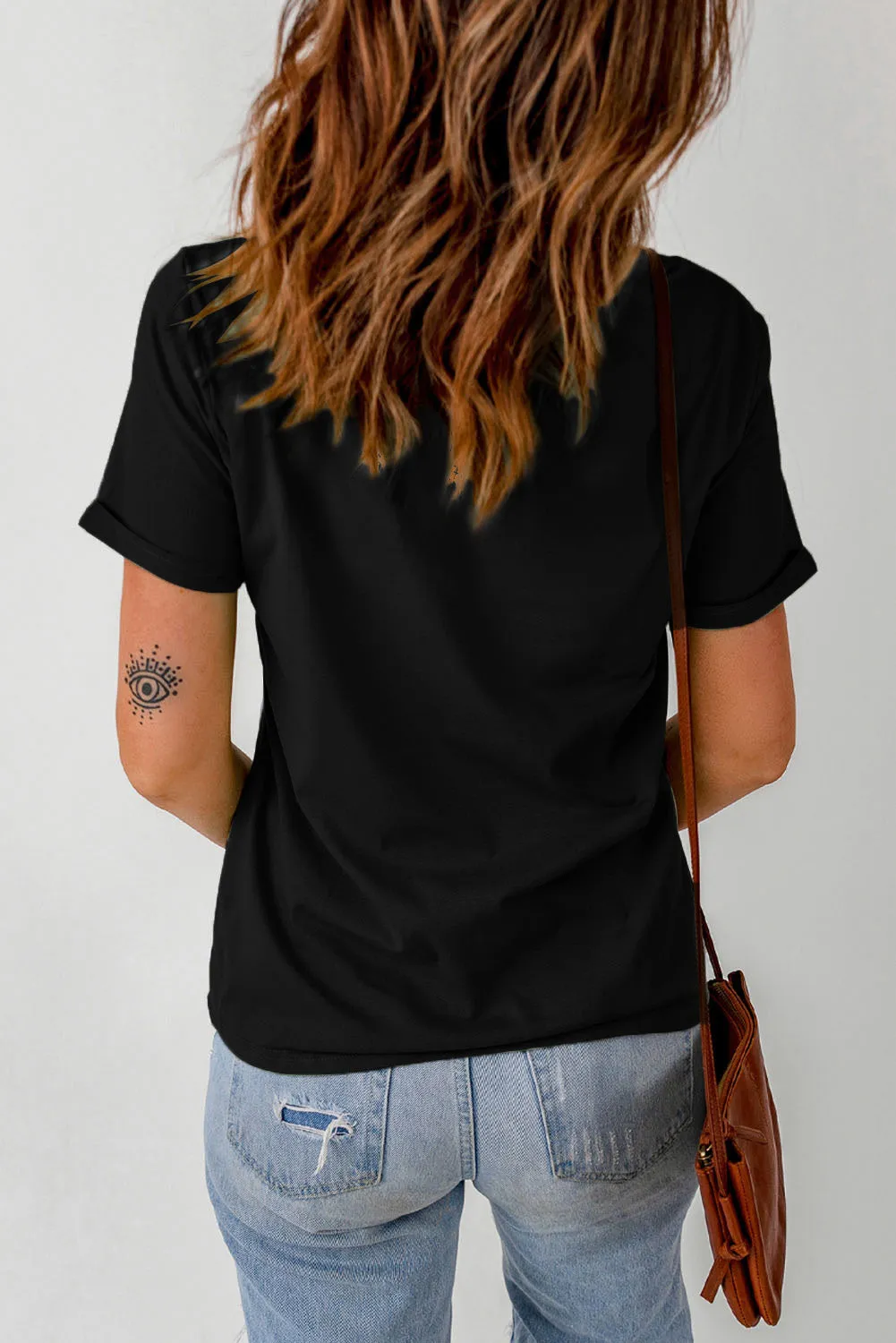 Black Christmas Leopard Tree Graphic Print Top