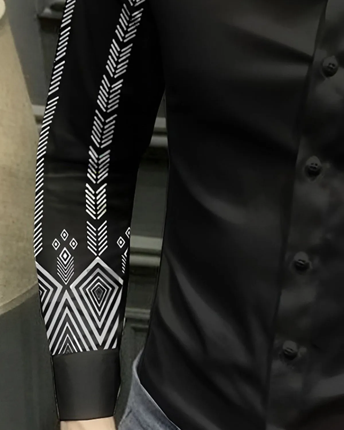 Black Maori Printed Party Wear Shirt