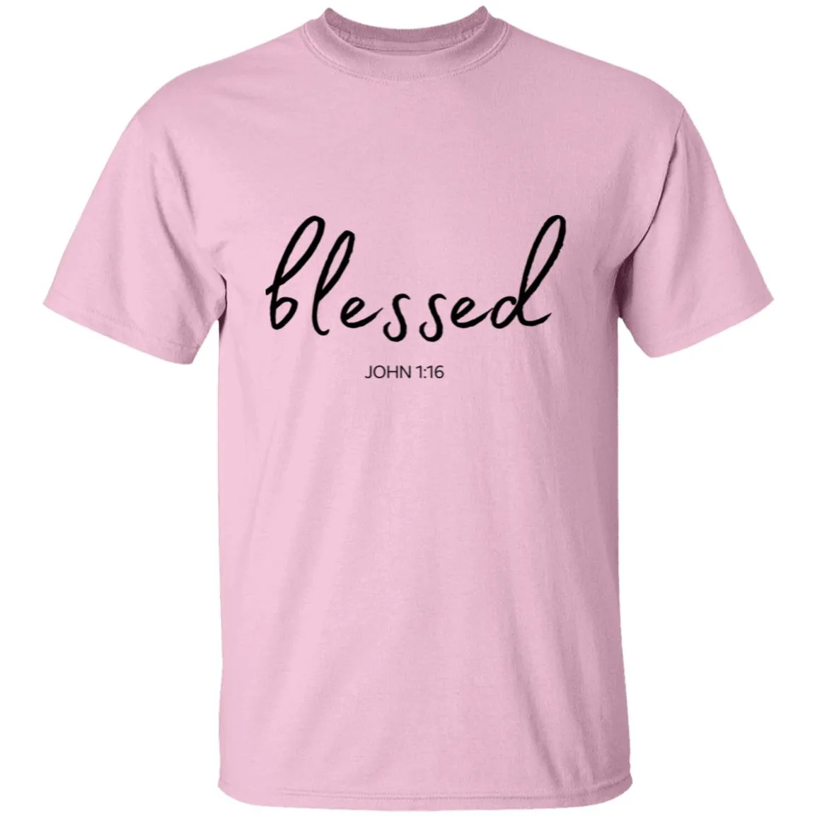 Blessed (John 1:16) T-Shirt: Words of Faith Series (Black Text)