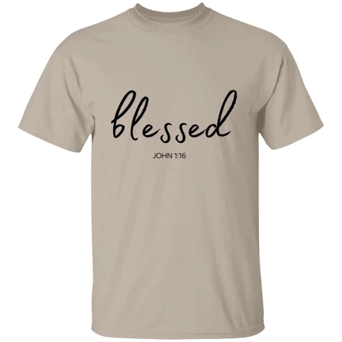 Blessed (John 1:16) T-Shirt: Words of Faith Series (Black Text)