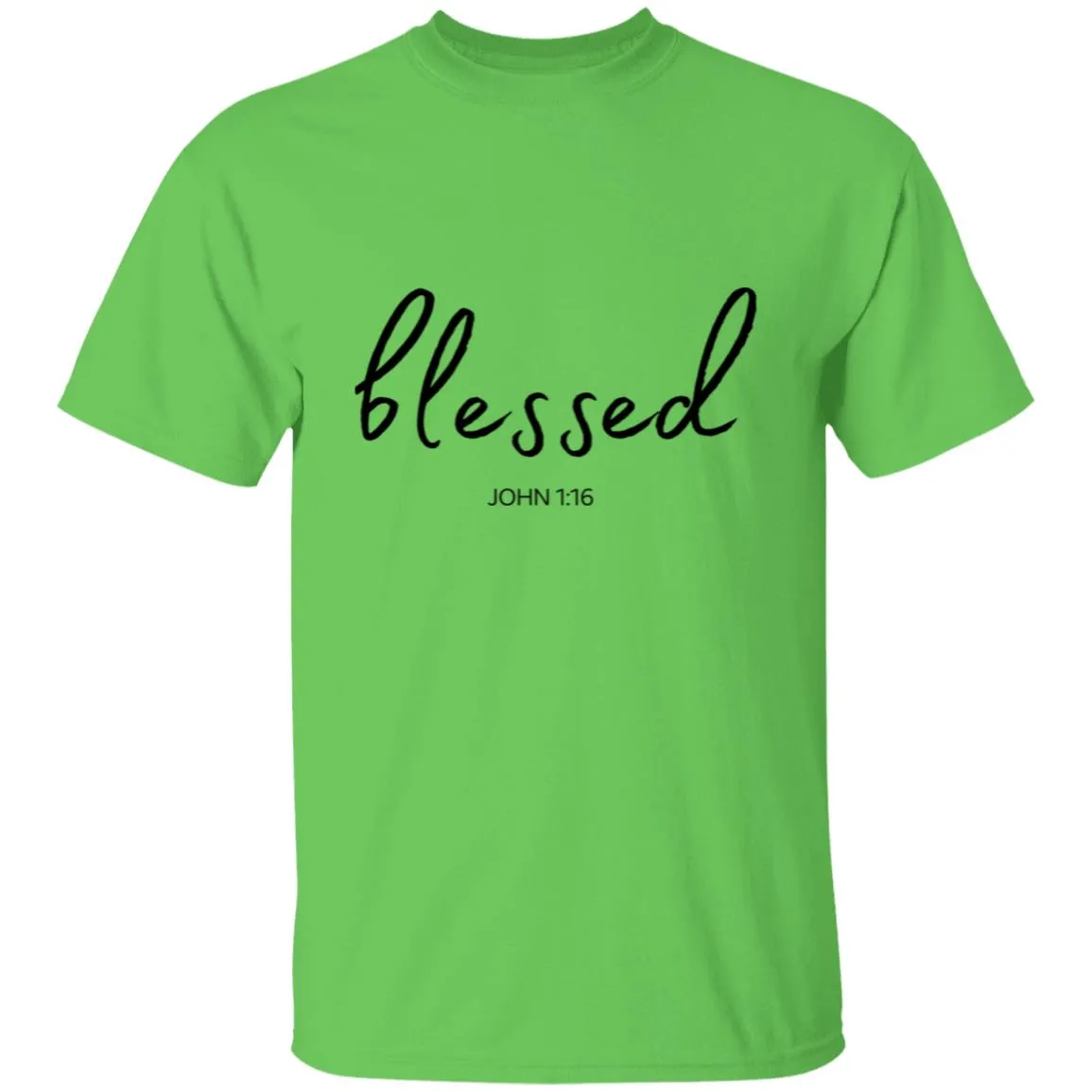 Blessed (John 1:16) T-Shirt: Words of Faith Series (Black Text)