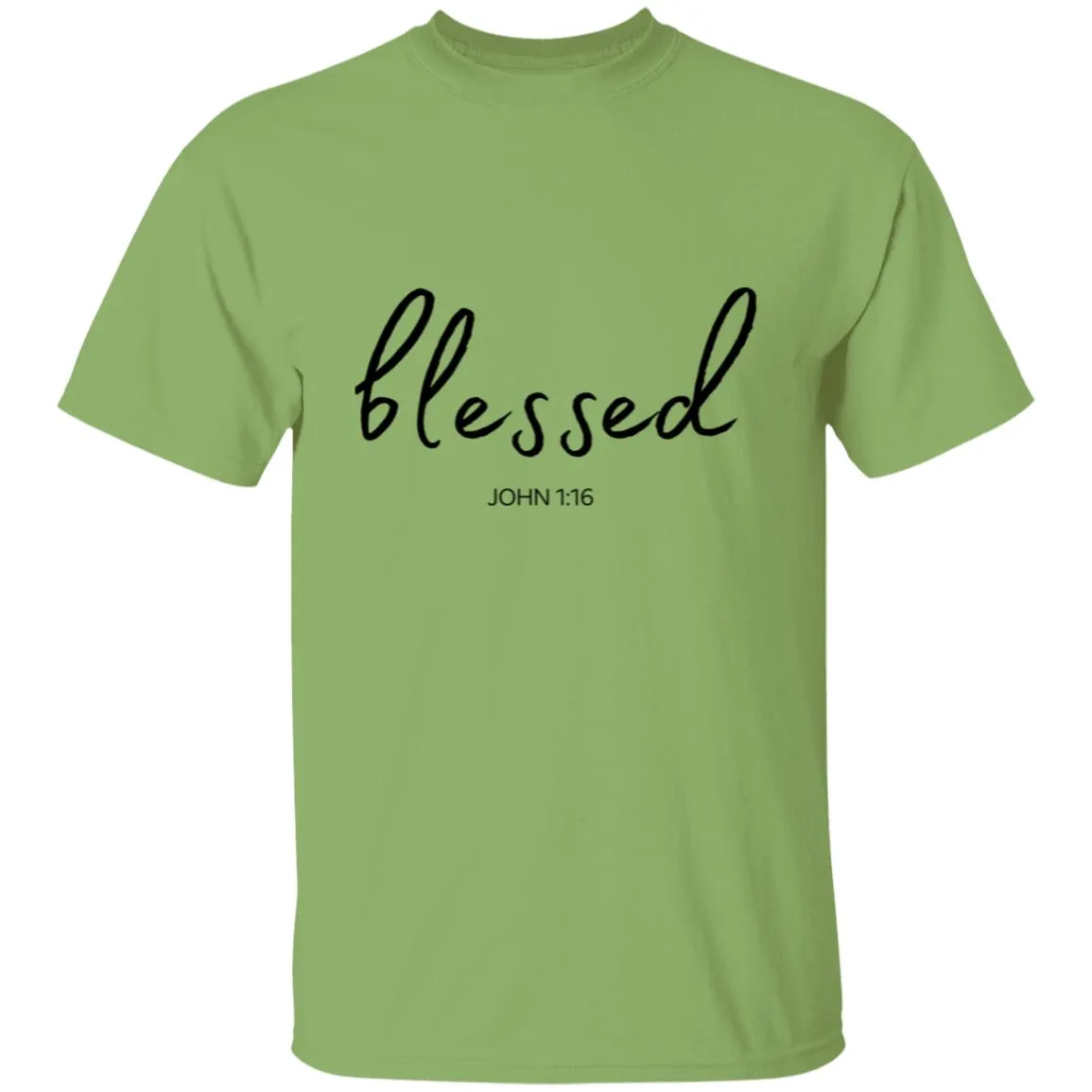 Blessed (John 1:16) T-Shirt: Words of Faith Series (Black Text)
