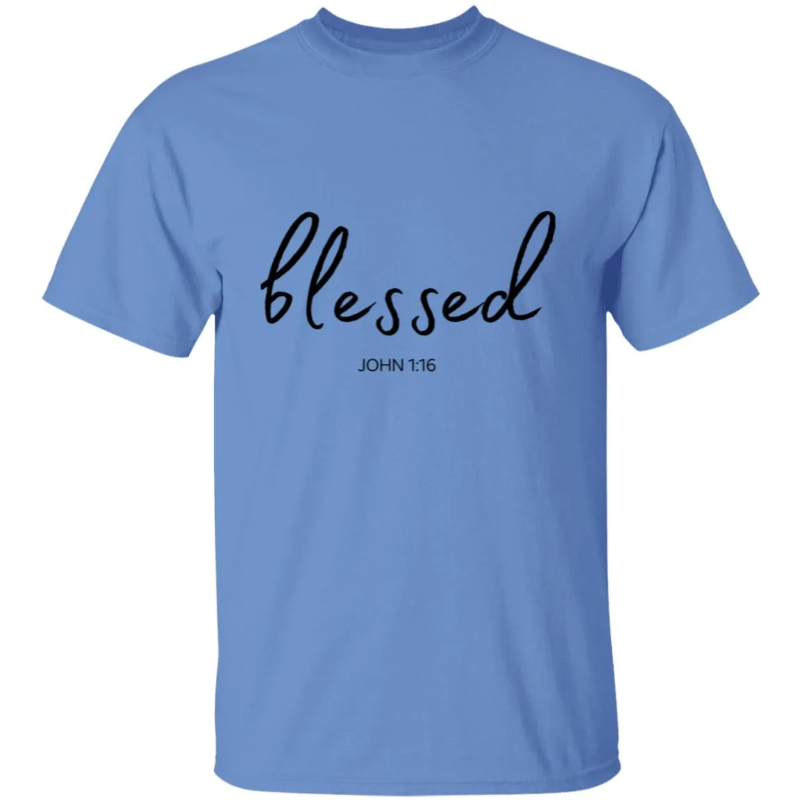 Blessed (John 1:16) T-Shirt: Words of Faith Series (Black Text)