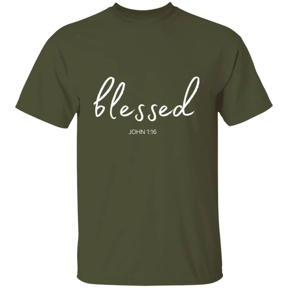 Blessed (John 1:16) T-Shirt:  Words of Faith Series (White Text)