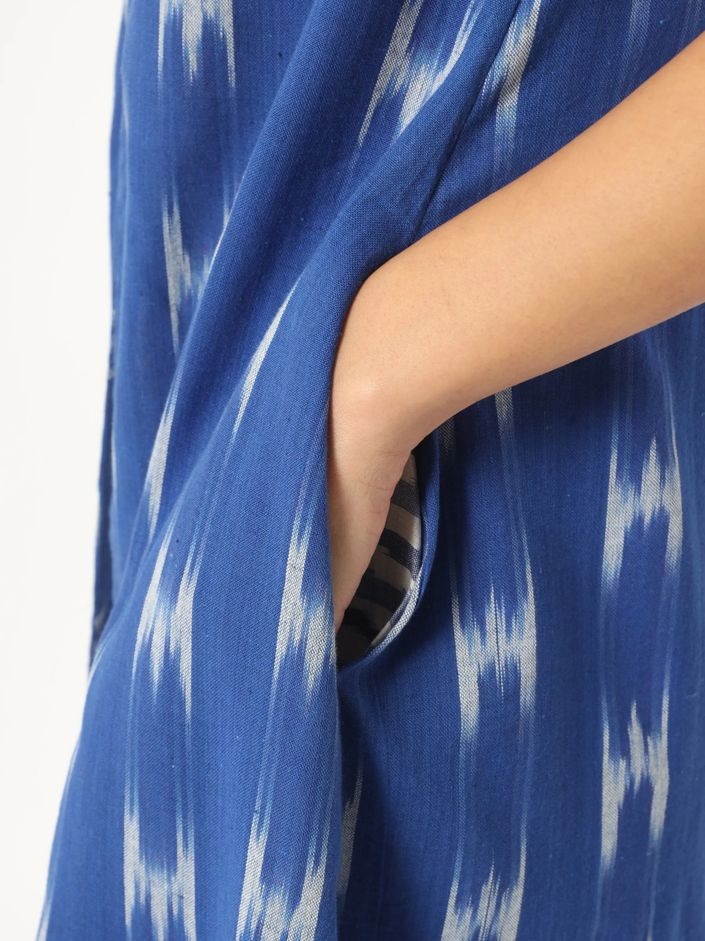 Blue Ikat Front Open Kurti