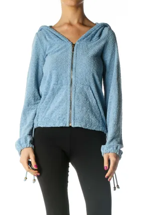 Blue Textured Sweatshirt