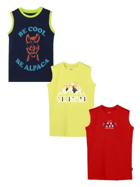 Boys Round Neck Sleeveless Tee Pack of 3