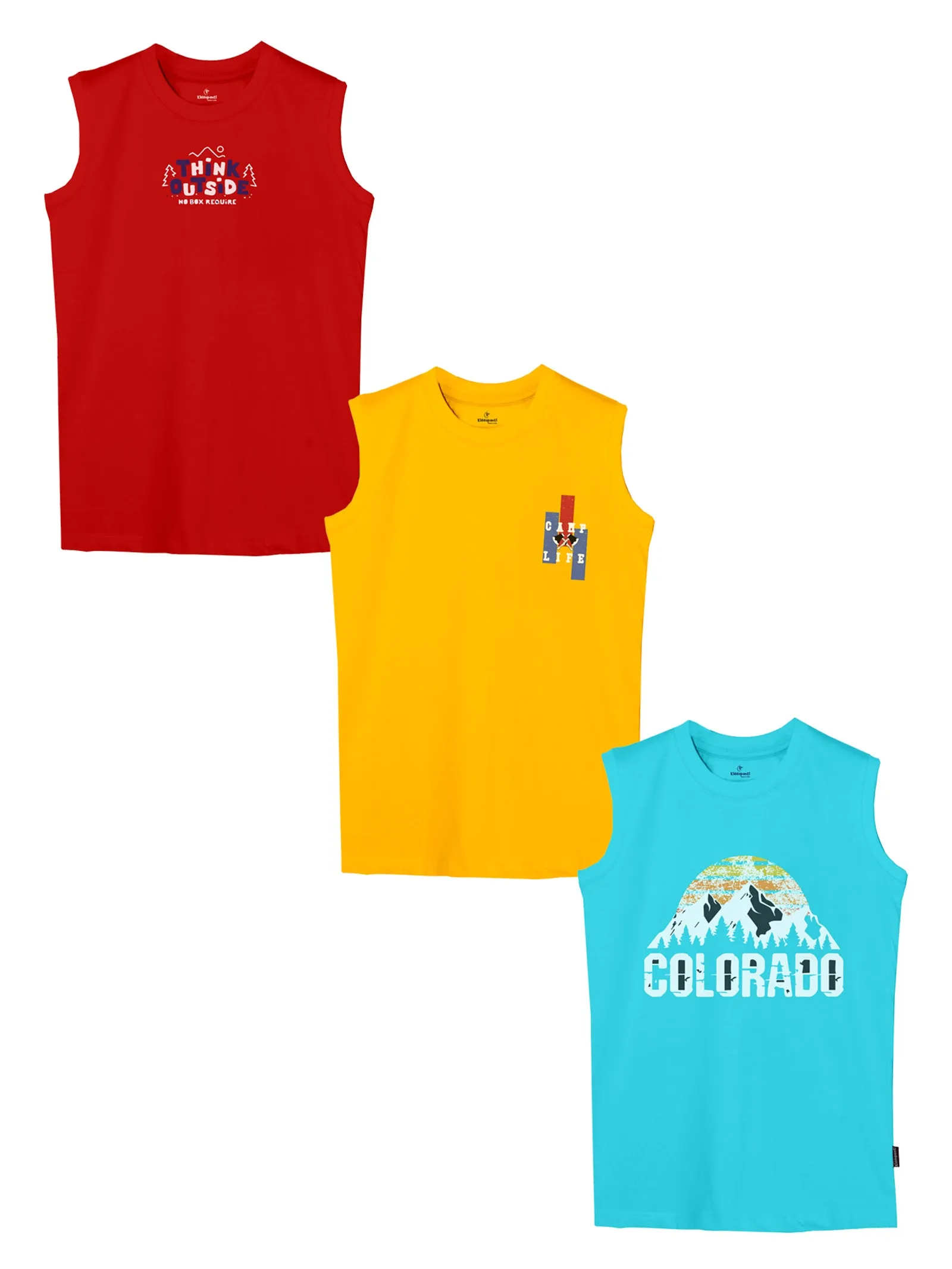 Boys Round Neck Sleeveless Tee Pack of 3