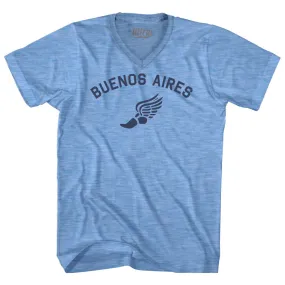 Buenos Aires Running Track Winged Foot Adult Tri-Blend V-neck T-shirt