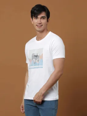 Camping Edition White Printed T Shirt