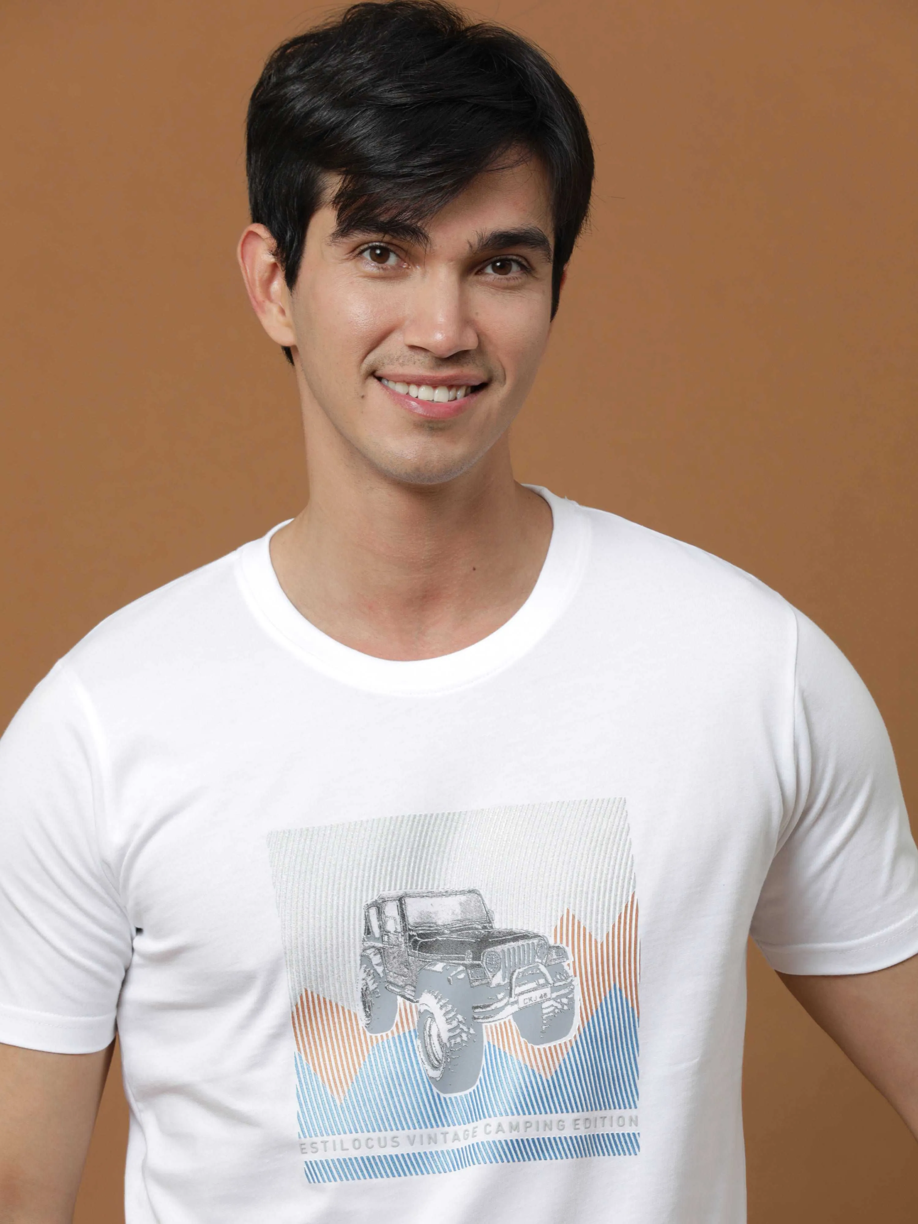 Camping Edition White Printed T Shirt