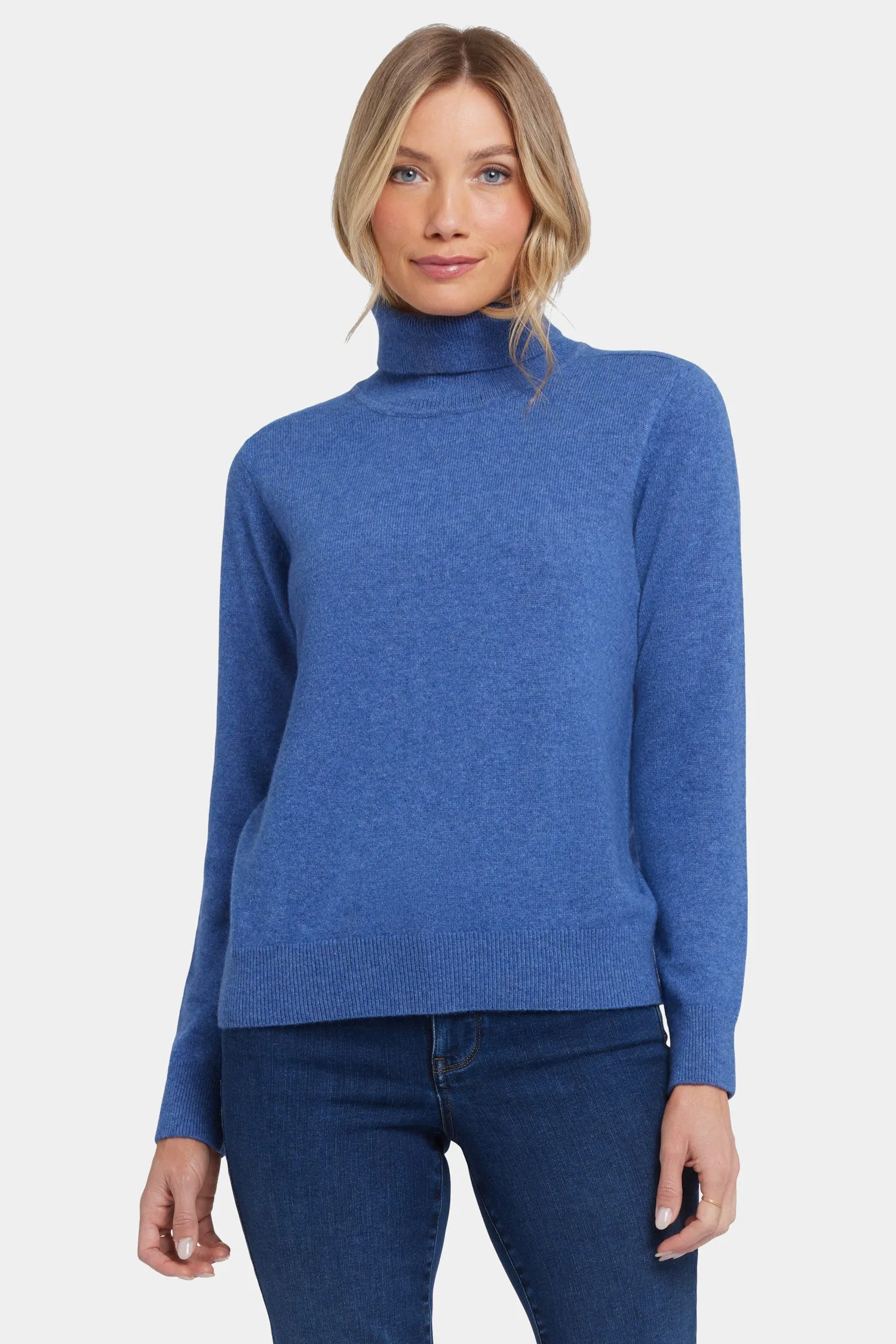 Cashmere Turtleneck Sweater - Heather Blue