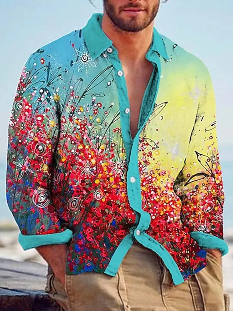 Casual Graphic Cotton Linen Shirt