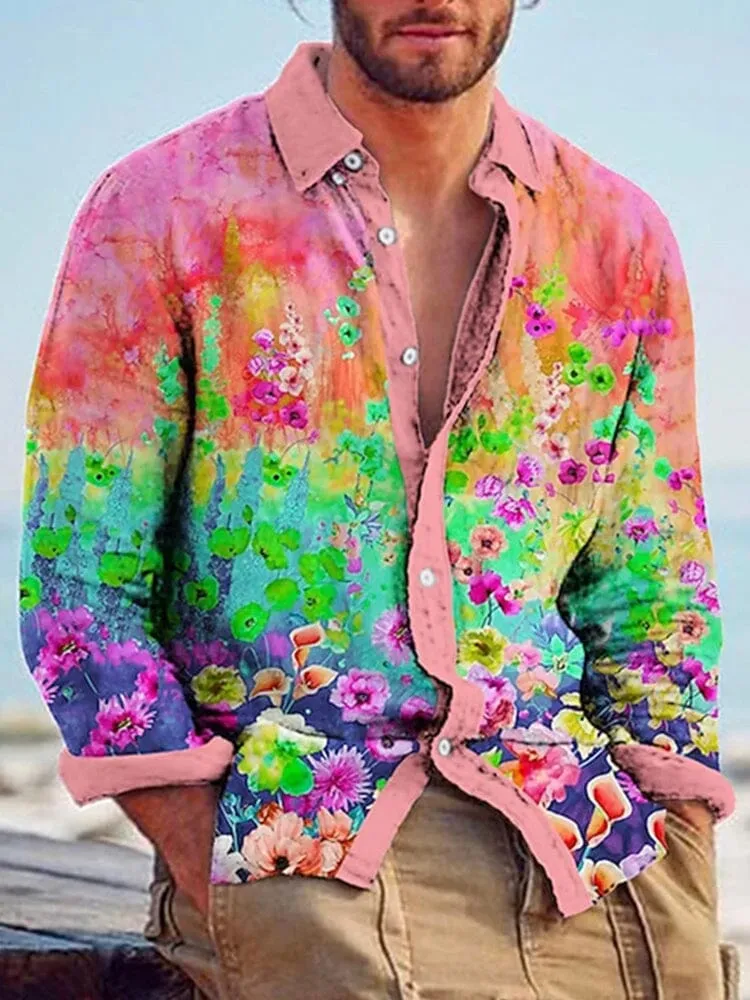 Casual Graphic Cotton Linen Shirt
