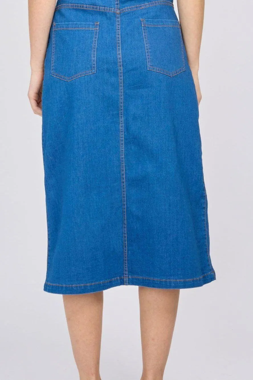 Chic Denim Long Skirt with Front Slit - Emproved