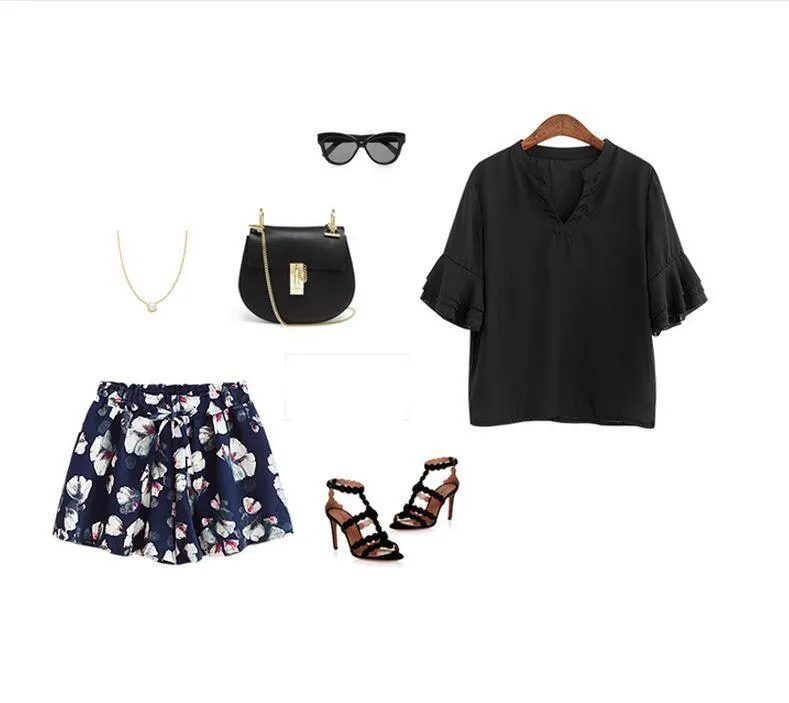 CHIFFON FLORAL SHORTS SET
