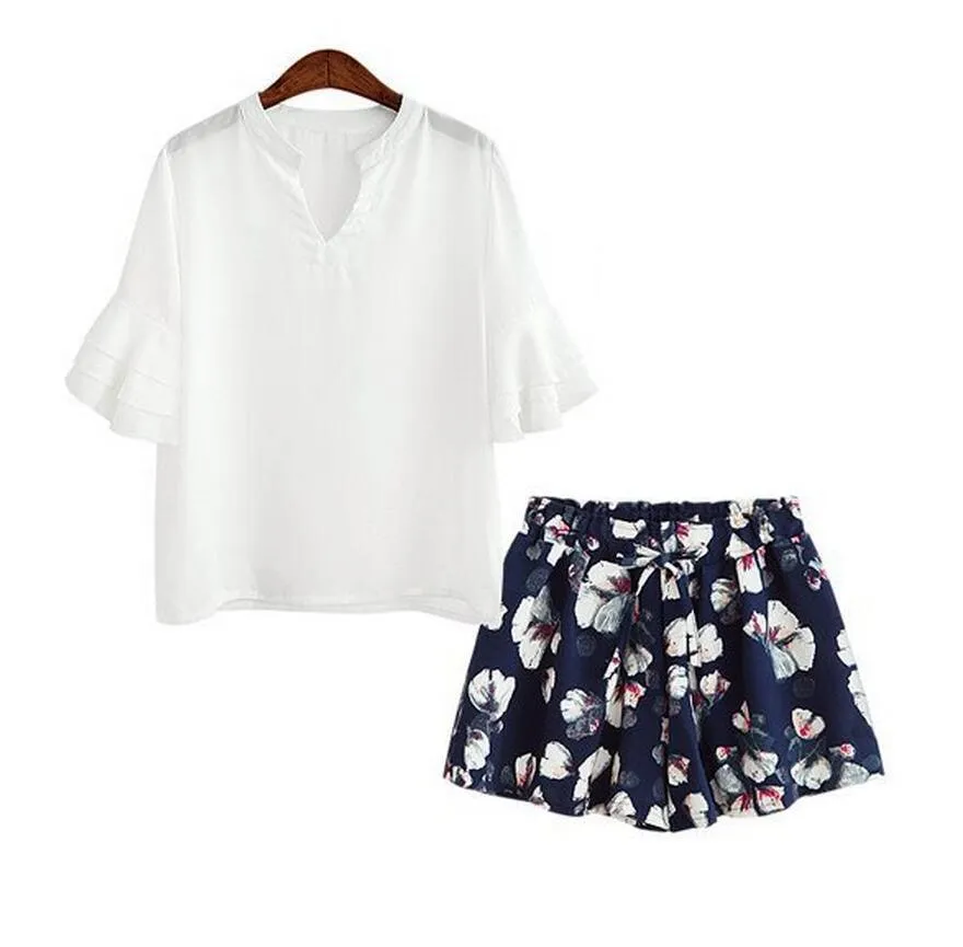 CHIFFON FLORAL SHORTS SET