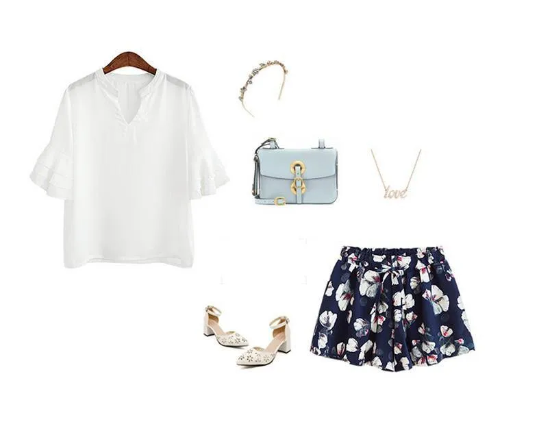 CHIFFON FLORAL SHORTS SET