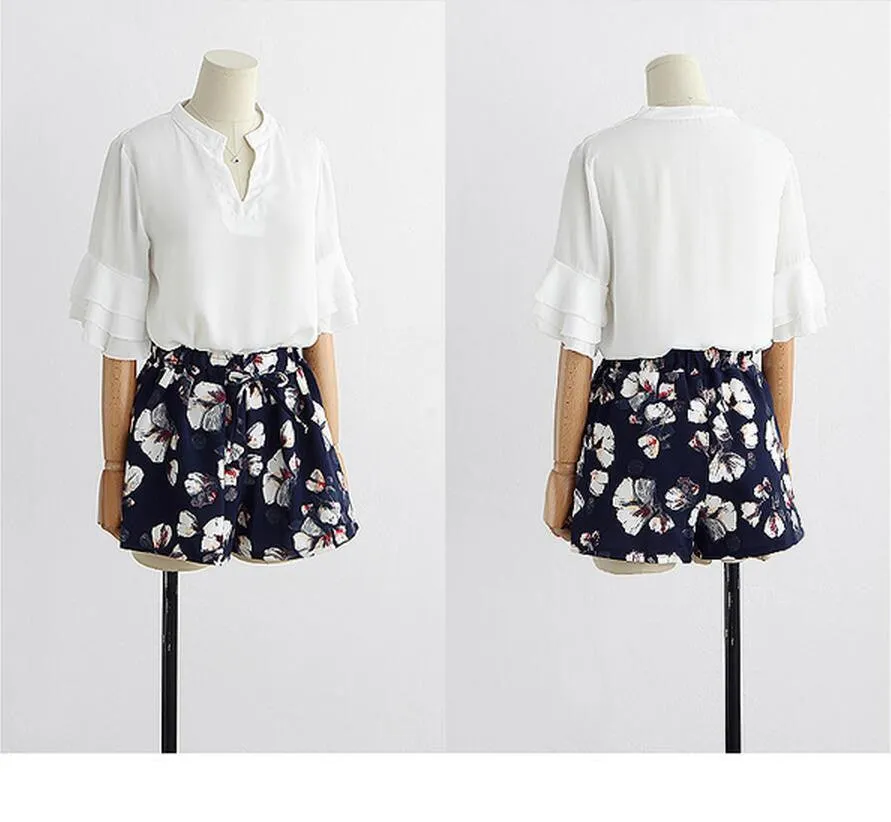 CHIFFON FLORAL SHORTS SET