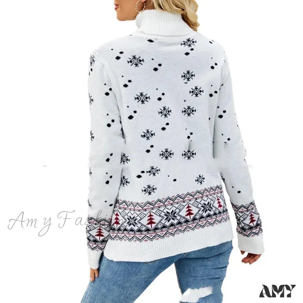 Christmas Deer Knitted Long Sleeve Casual Ugly Blouse Sweater