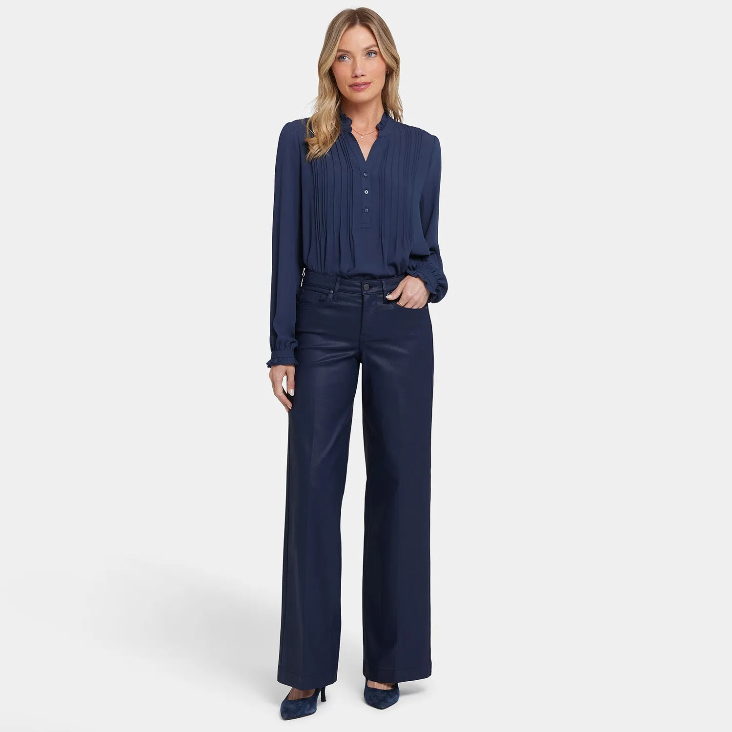 Coated Teresa Wide Leg Jeans - Starless Sky Coated