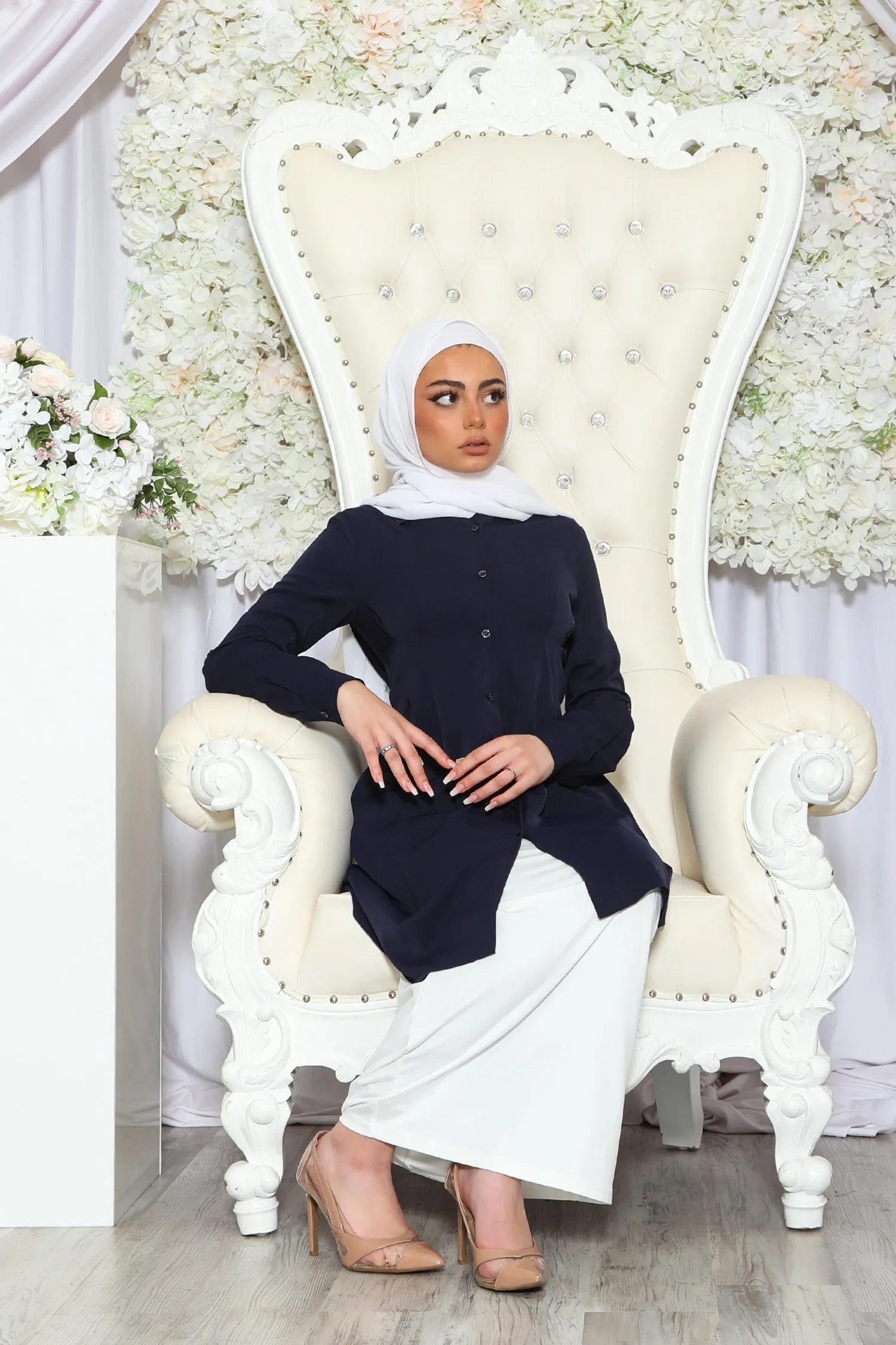 Deluxe Soft Fit & Flare Top - Navy