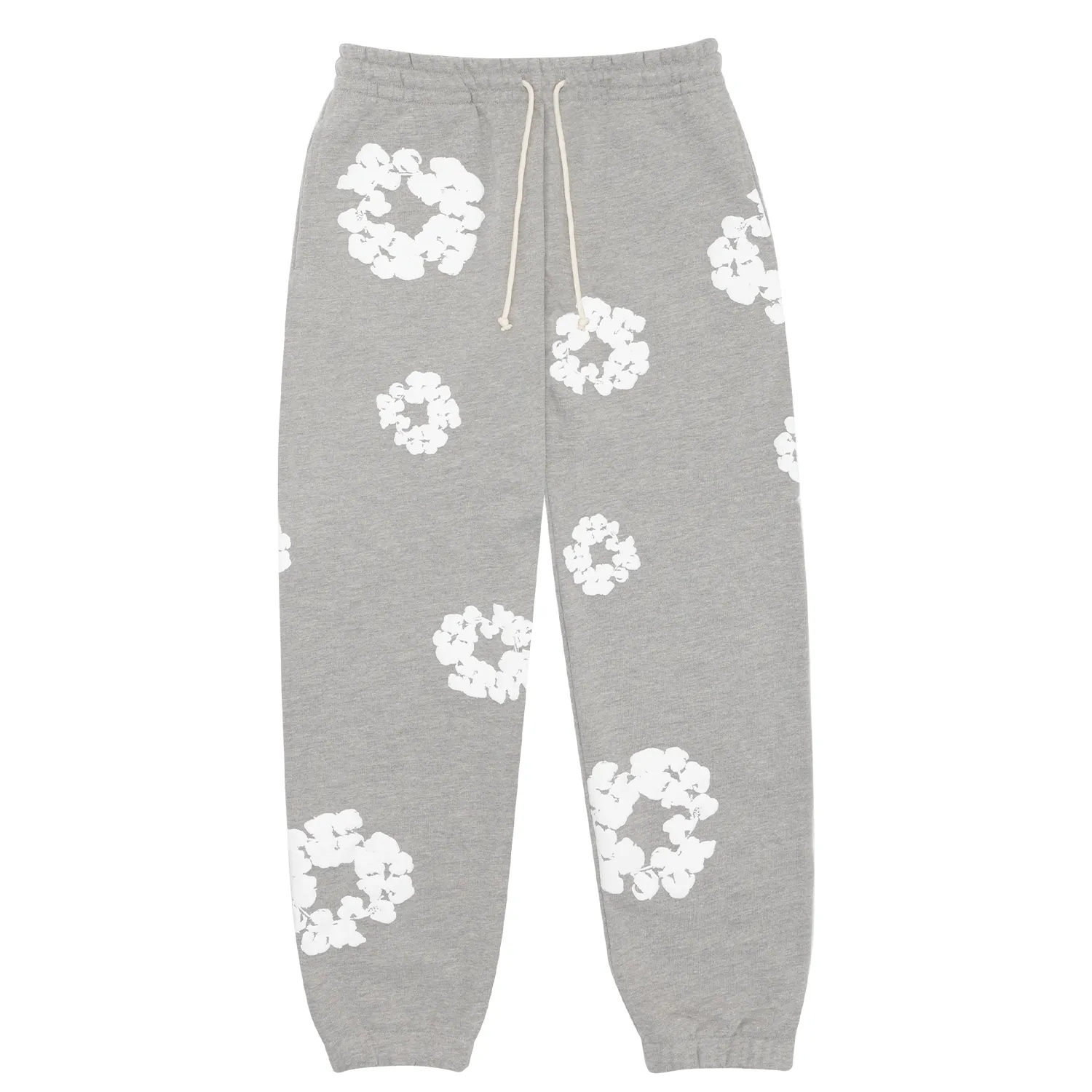 Gray Cotton Sweatpants with Denim Tears Wreath Design