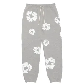 Gray Cotton Sweatpants with Denim Tears Wreath Design