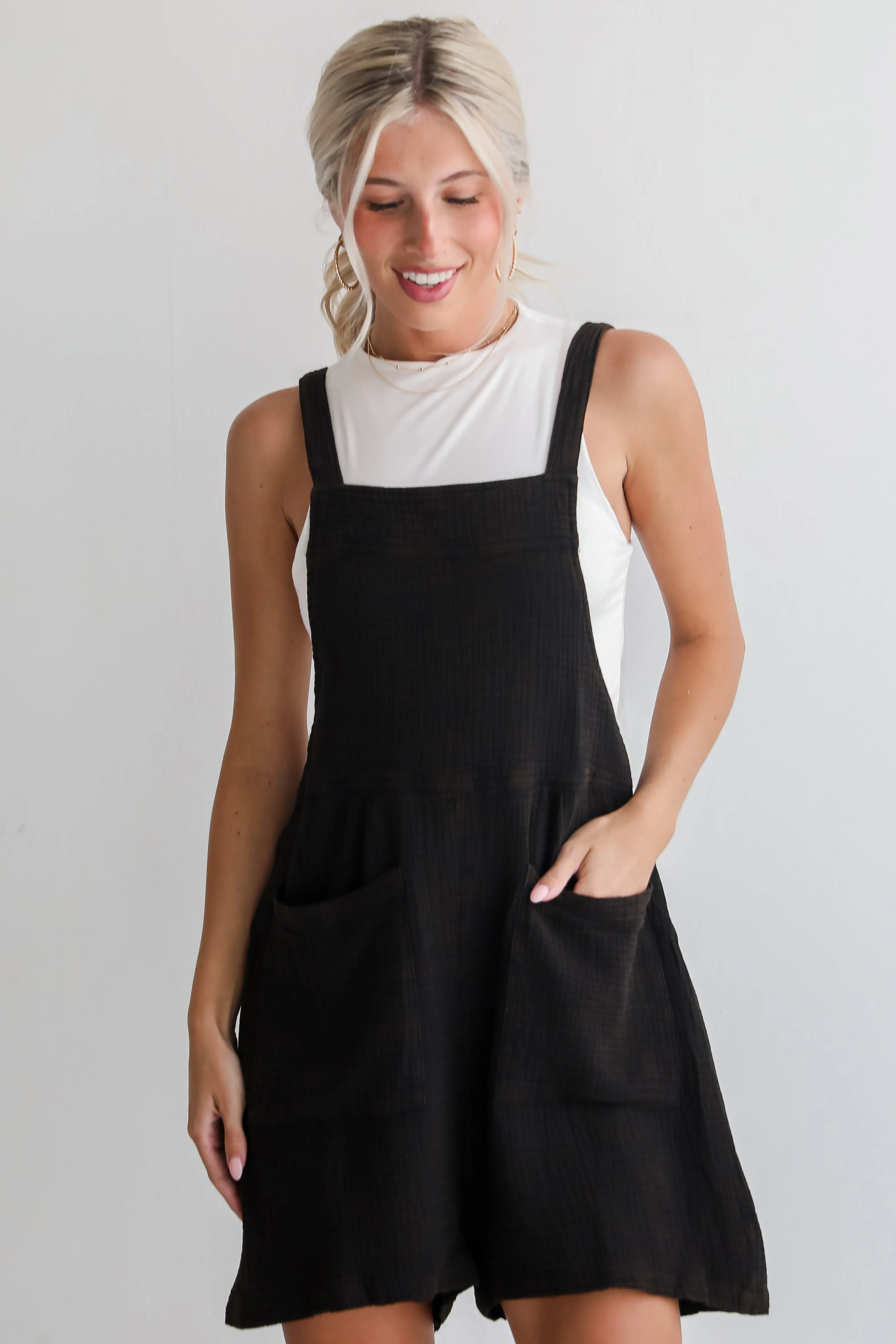 Desired Impression Black Linen Romper - DU DEAL