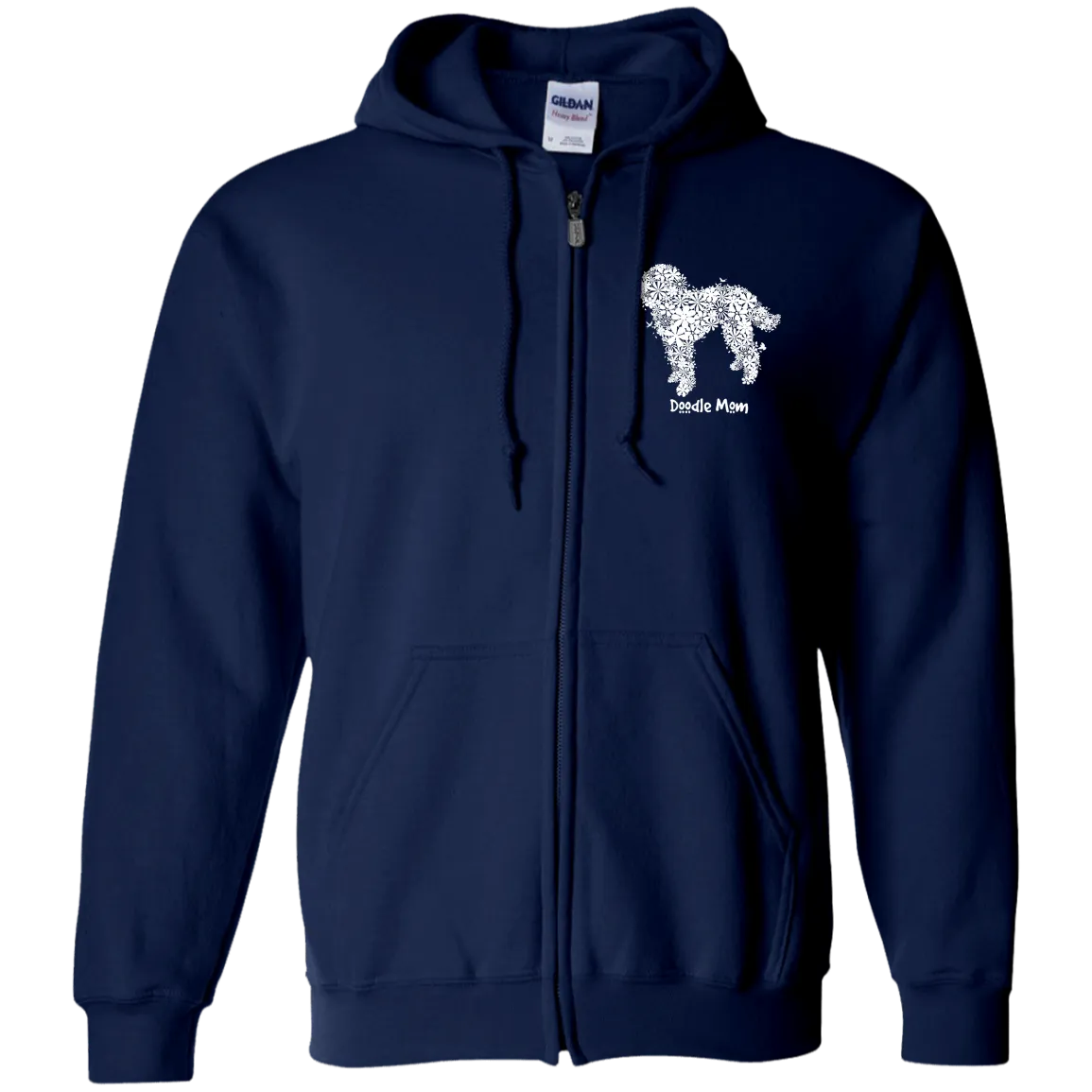Doodle Mom Flowers Zip Up Hooded Sweatshirt