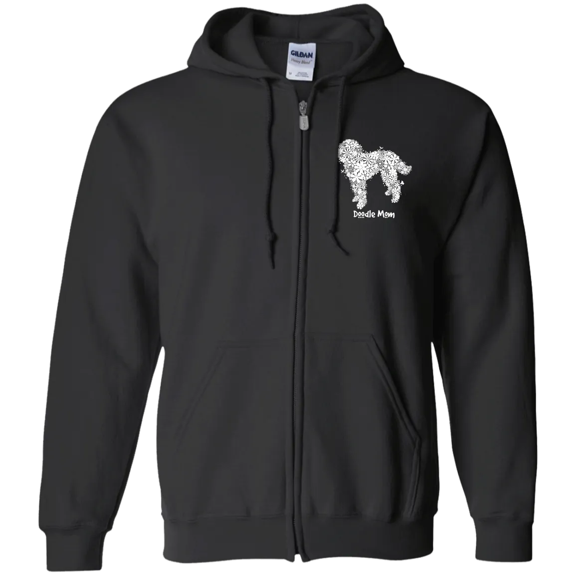 Doodle Mom Flowers Zip Up Hooded Sweatshirt