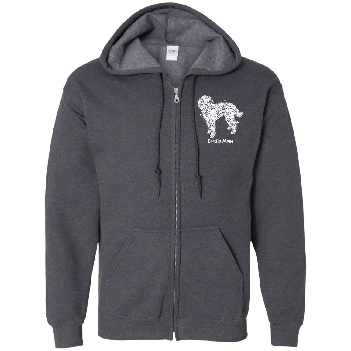 Doodle Mom Flowers Zip Up Hooded Sweatshirt