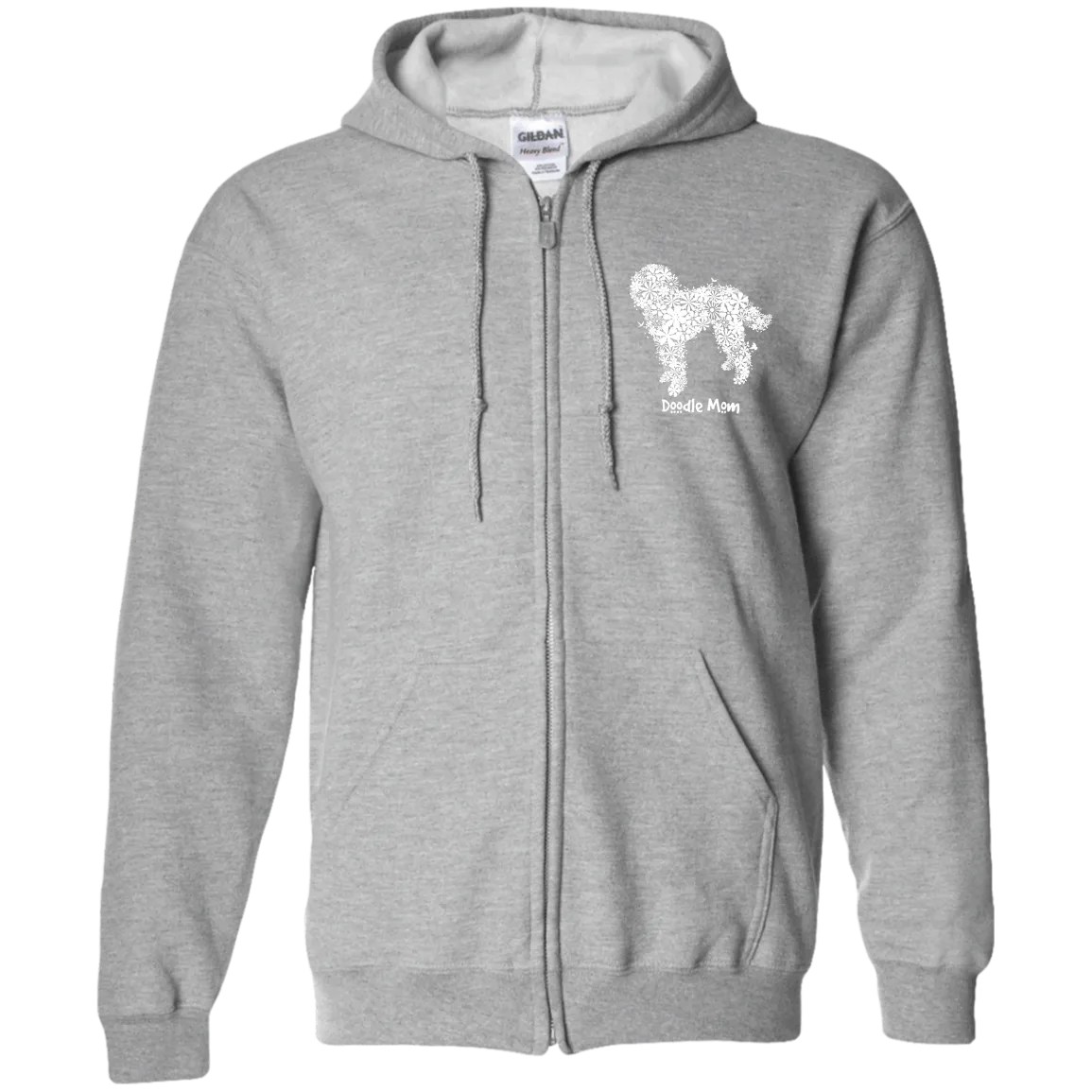 Doodle Mom Flowers Zip Up Hooded Sweatshirt