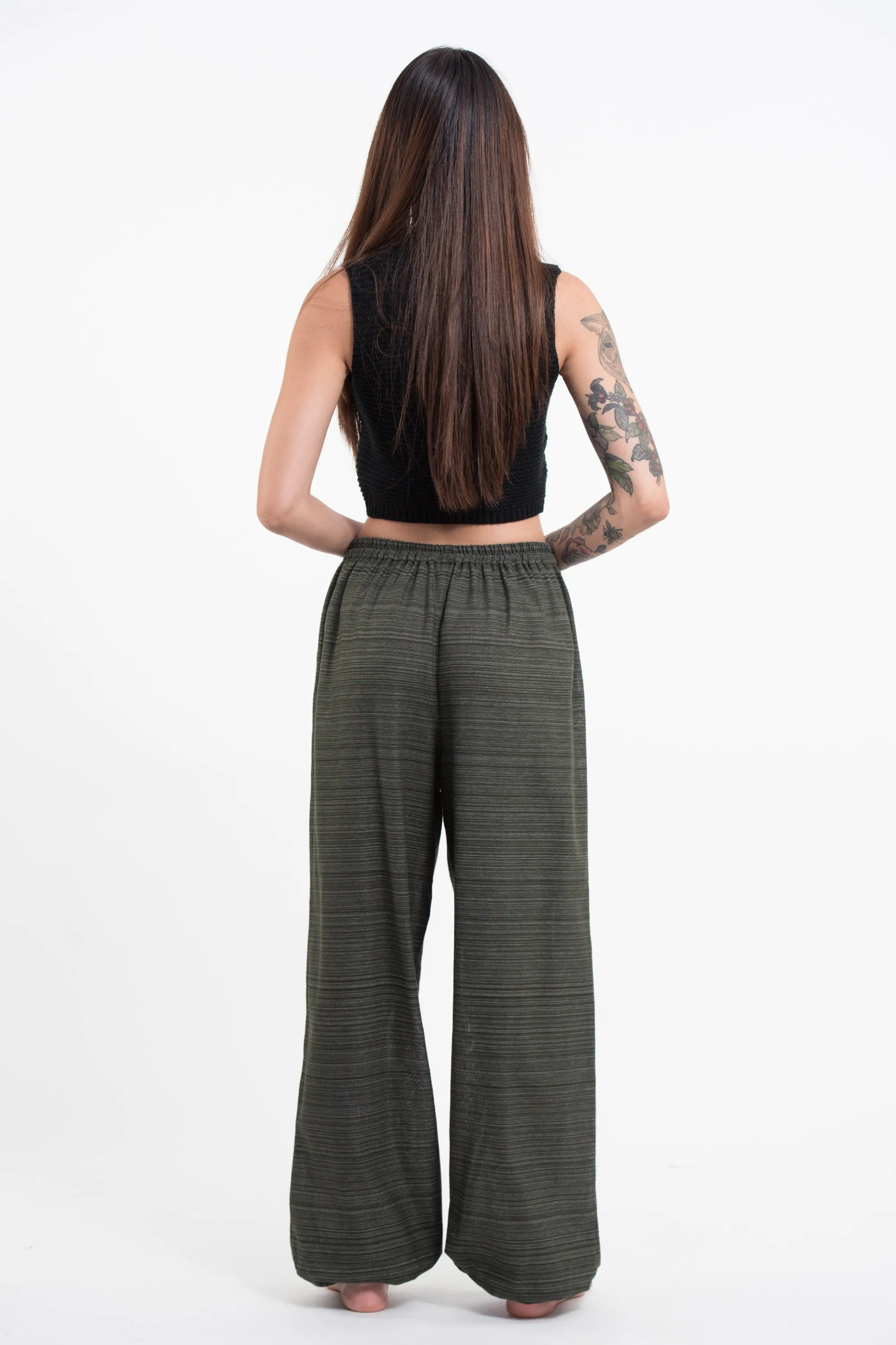 Drawstring Pinstripe Women's Pants in Green