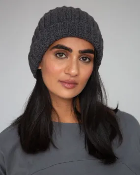 Giselle Virgin Wool Hat In Dark Grey Marl