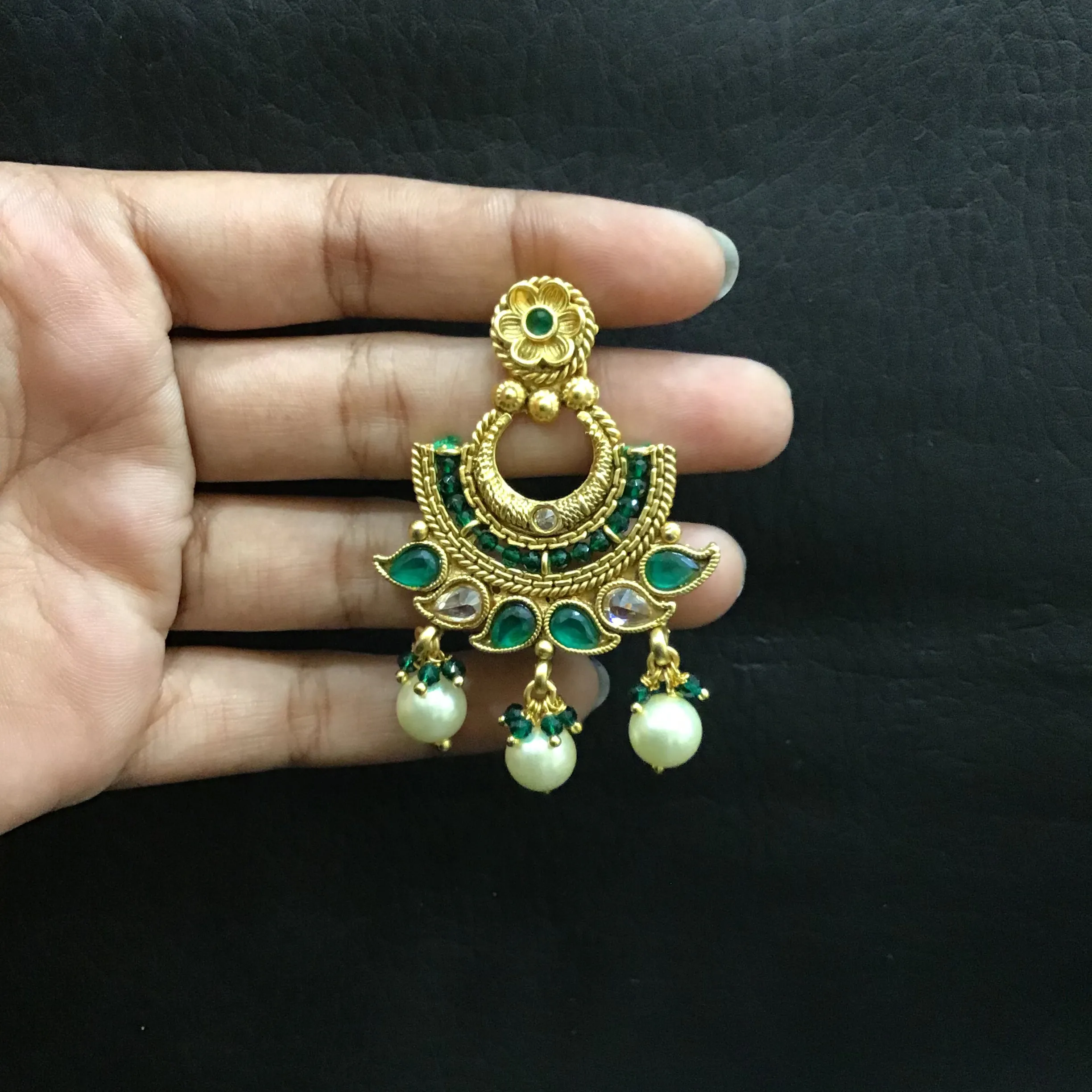 Green Gold Look Necklace Set 15629-2776
