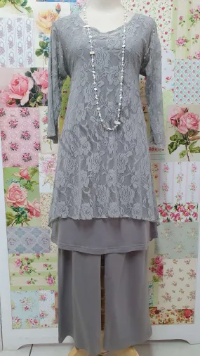 Grey 3-Piece 3/4 Pants Set CH060