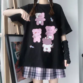 Harajuku Bear Printed T-shirt