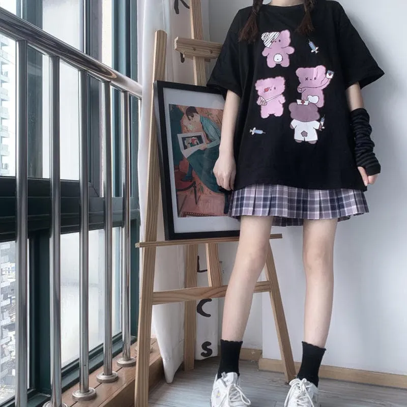 Harajuku Bear Printed T-shirt