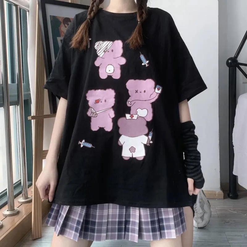 Harajuku Bear Printed T-shirt