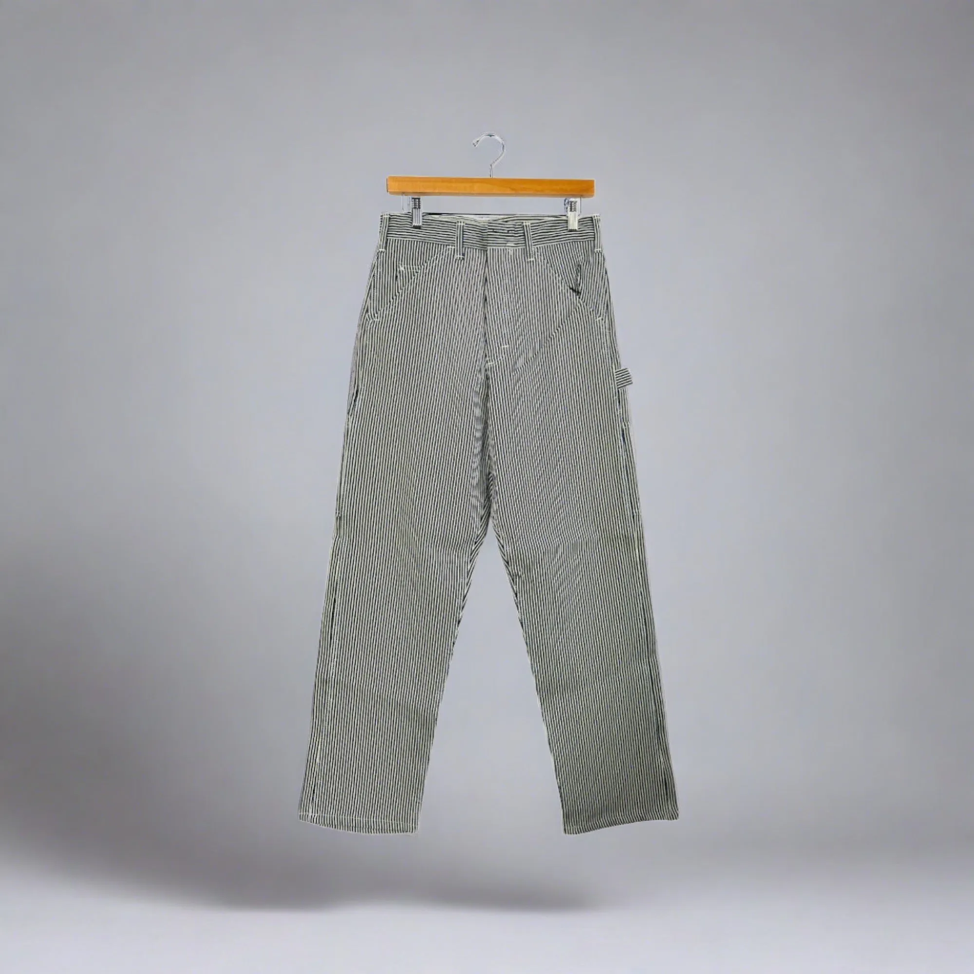 Mens Hickory Stripe Painters Pants - Durable Workwear with Utility Pockets